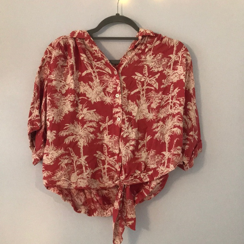 AEO Slouchy cropped vacation button up L